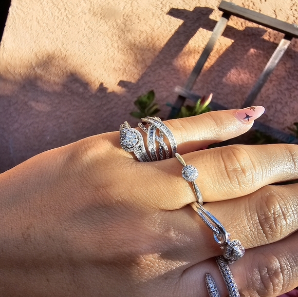 Dainty Sterling Diamond Ring - Picture 3 of 5